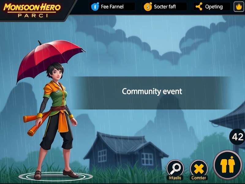 Monsoon Hero gameplay screenshot showing character in rain